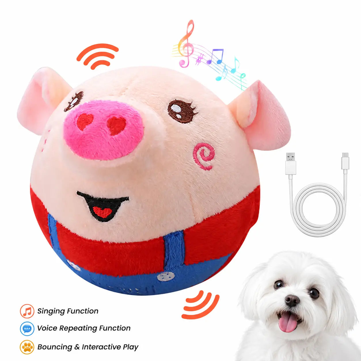 Interactive Dog Toys Pig, Jumping Squeaky Dog Toys with Recording and Music Modes, Rechargeable Moving Dog Chew Toys for Small/Medium Dogs to Keep Them Busy #Dealsforyoudays #Summerwins