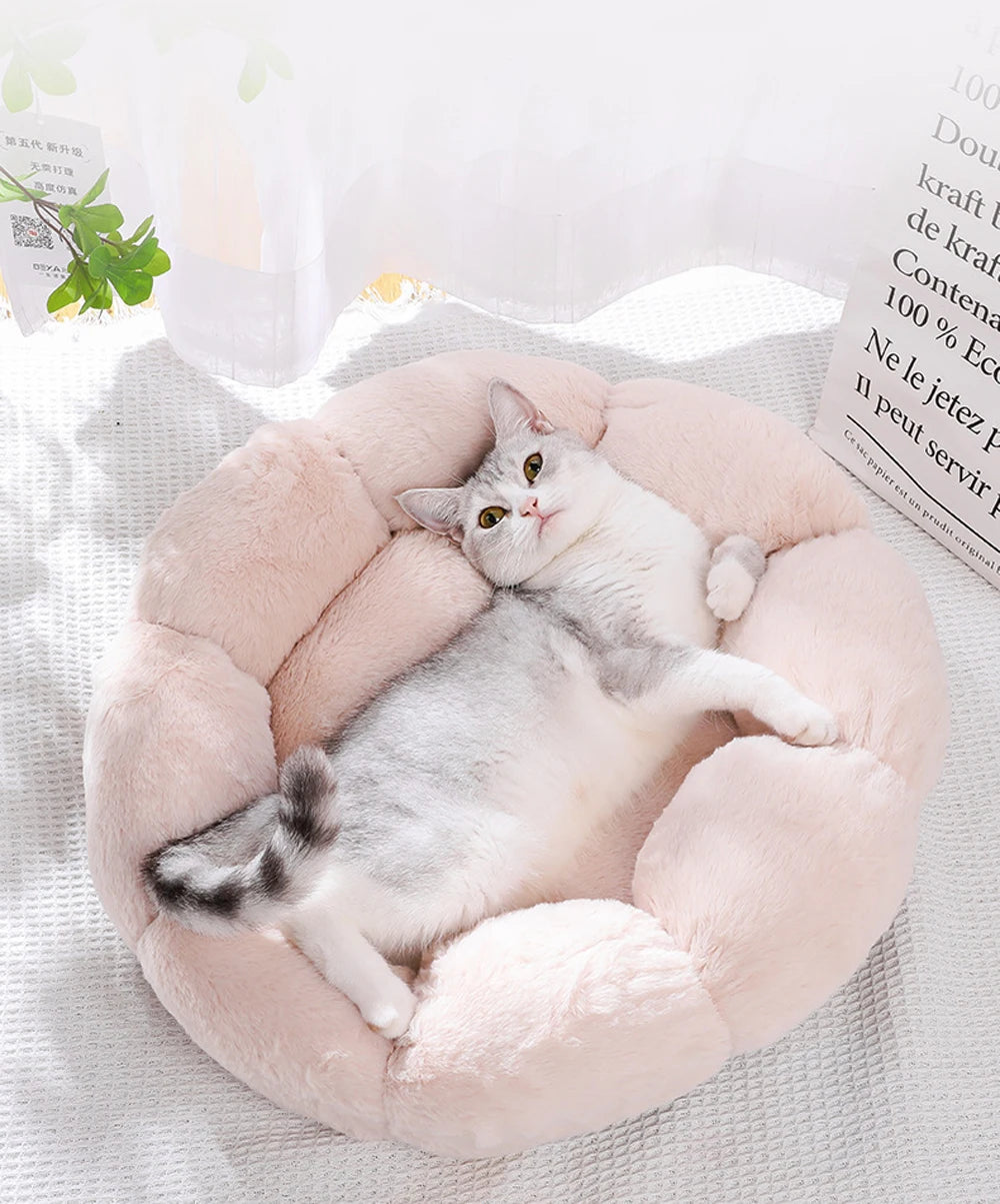 Flower Soft Cat Bed Sleeping Warm Small Cat Bed for Dog Cushion Breathable Cat Sofa Thicken Dog House Bed Accessories