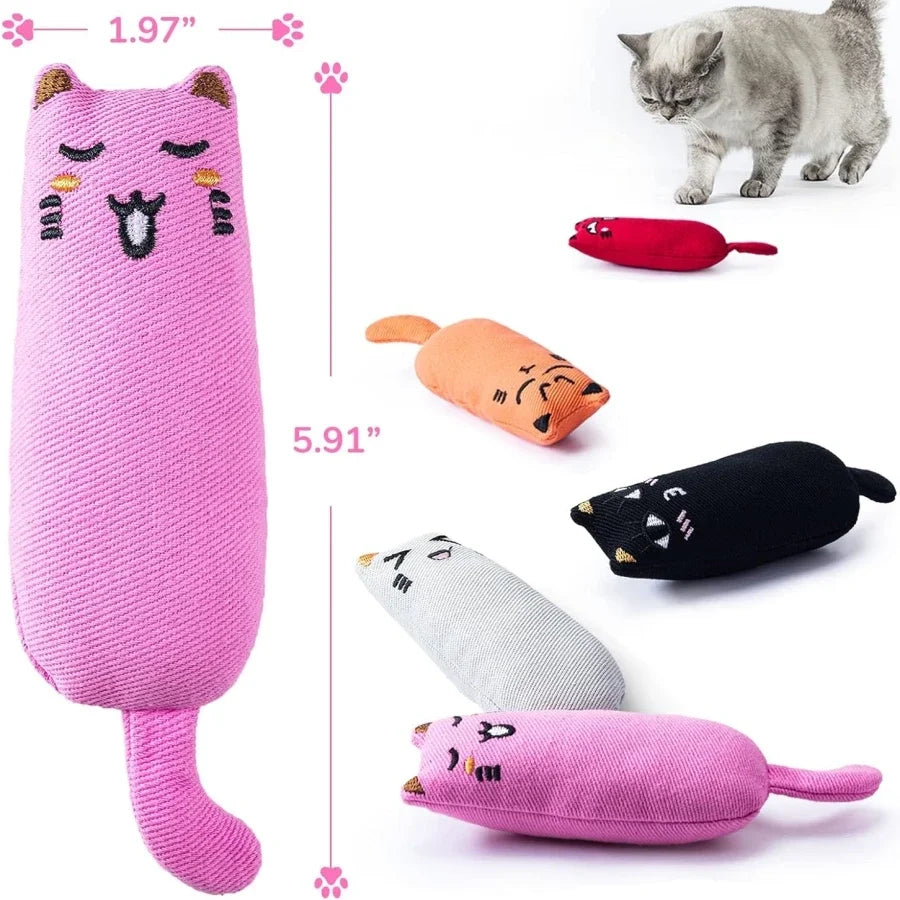 Pet Cat Interactive Plush Toy Catnip Thumb Pillow Rustling Sound Teeth Cleaning Boredom Relief Cat Supplies