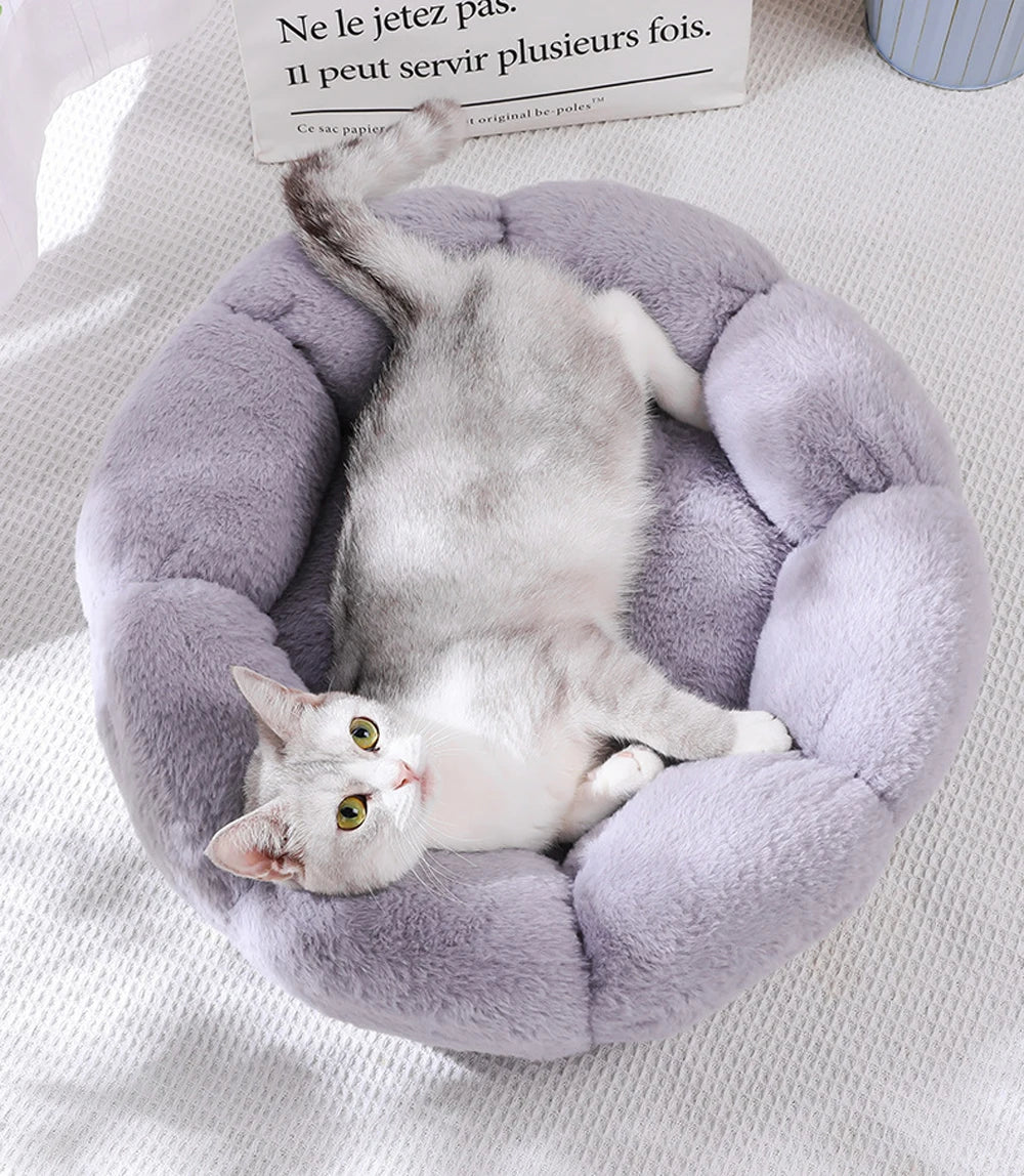 Flower Soft Cat Bed Sleeping Warm Small Cat Bed for Dog Cushion Breathable Cat Sofa Thicken Dog House Bed Accessories