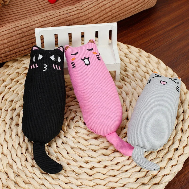 Pet Cat Interactive Plush Toy Catnip Thumb Pillow Rustling Sound Teeth Cleaning Boredom Relief Cat Supplies