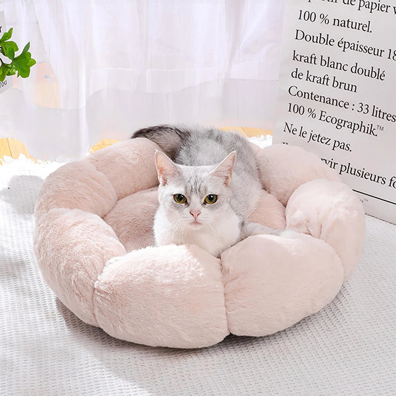 Flower Soft Cat Bed Sleeping Warm Small Cat Bed for Dog Cushion Breathable Cat Sofa Thicken Dog House Bed Accessories