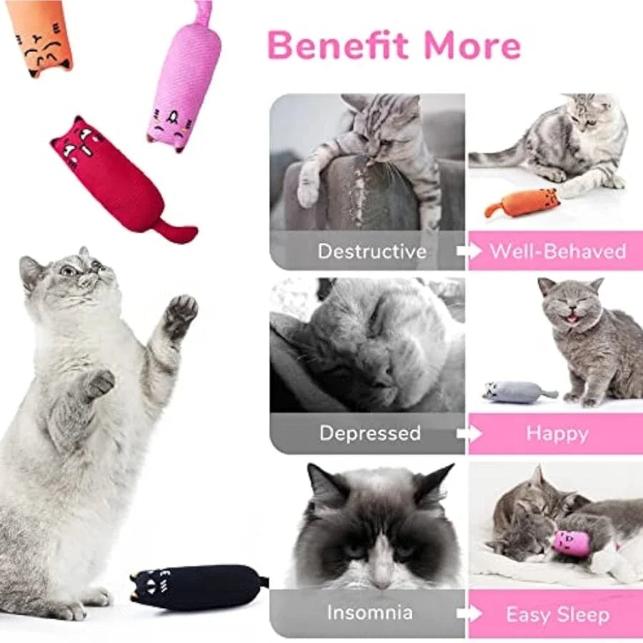 Pet Cat Interactive Plush Toy Catnip Thumb Pillow Rustling Sound Teeth Cleaning Boredom Relief Cat Supplies