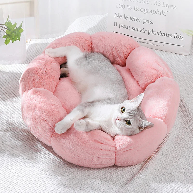 Flower Soft Cat Bed Sleeping Warm Small Cat Bed for Dog Cushion Breathable Cat Sofa Thicken Dog House Bed Accessories