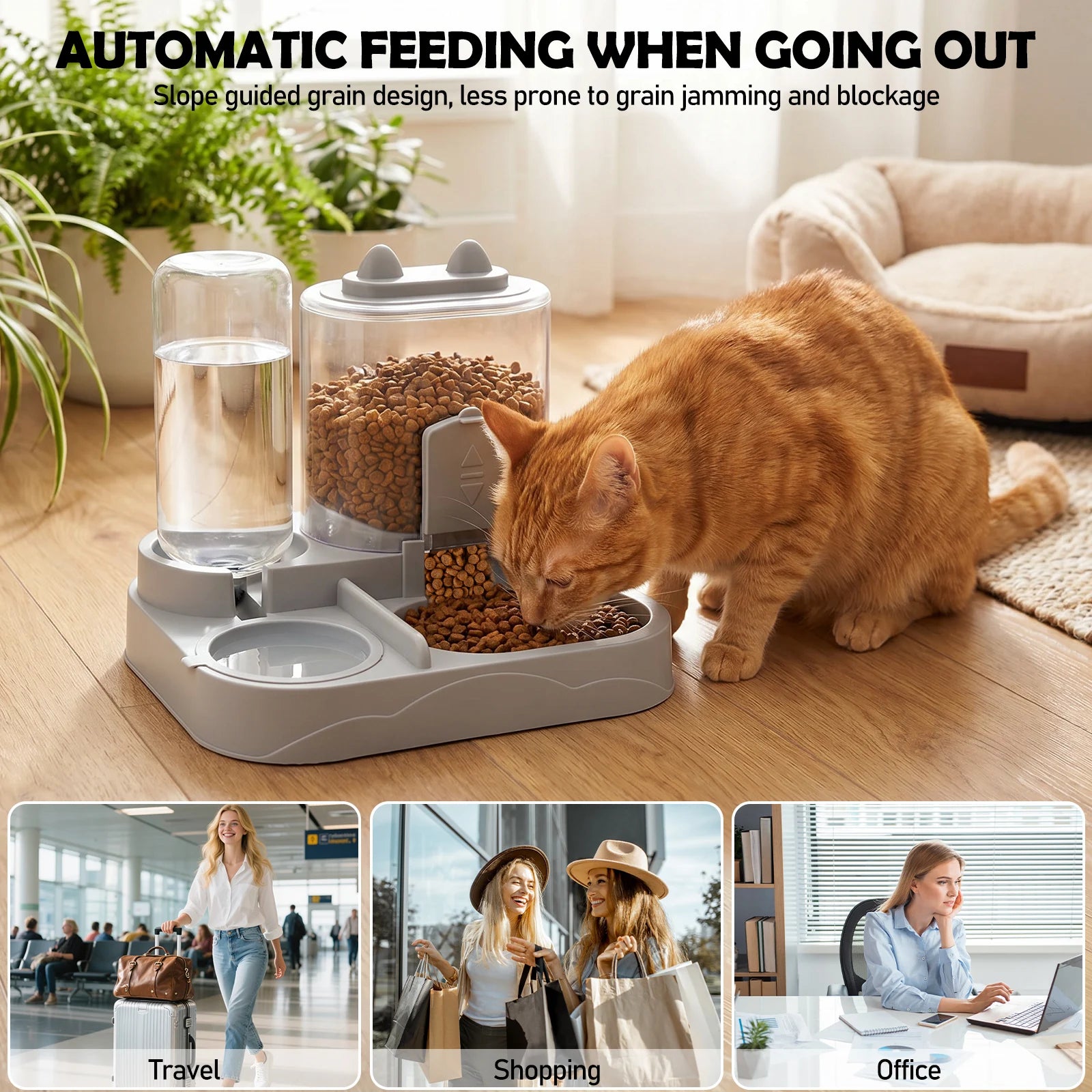 Automatic Pet Food and Water Feeder Large Capacity 2 in 1 Automatic Feeder Dog Cat Food Bowl with Water Fountain Pet Supplies