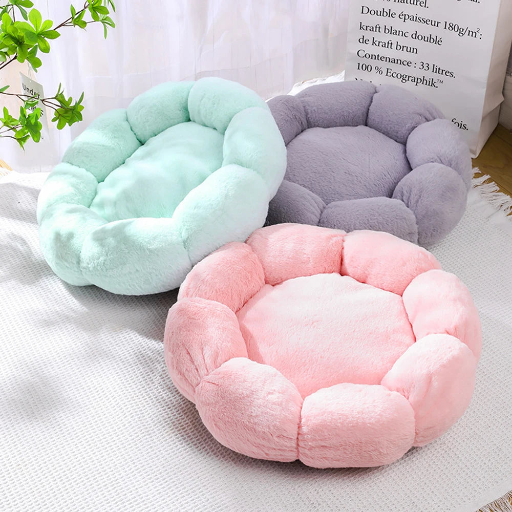 Flower Soft Cat Bed Sleeping Warm Small Cat Bed for Dog Cushion Breathable Cat Sofa Thicken Dog House Bed Accessories
