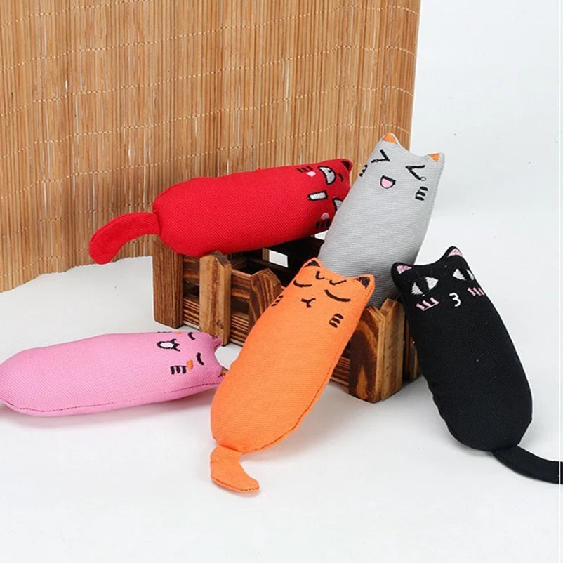 Pet Cat Interactive Plush Toy Catnip Thumb Pillow Rustling Sound Teeth Cleaning Boredom Relief Cat Supplies