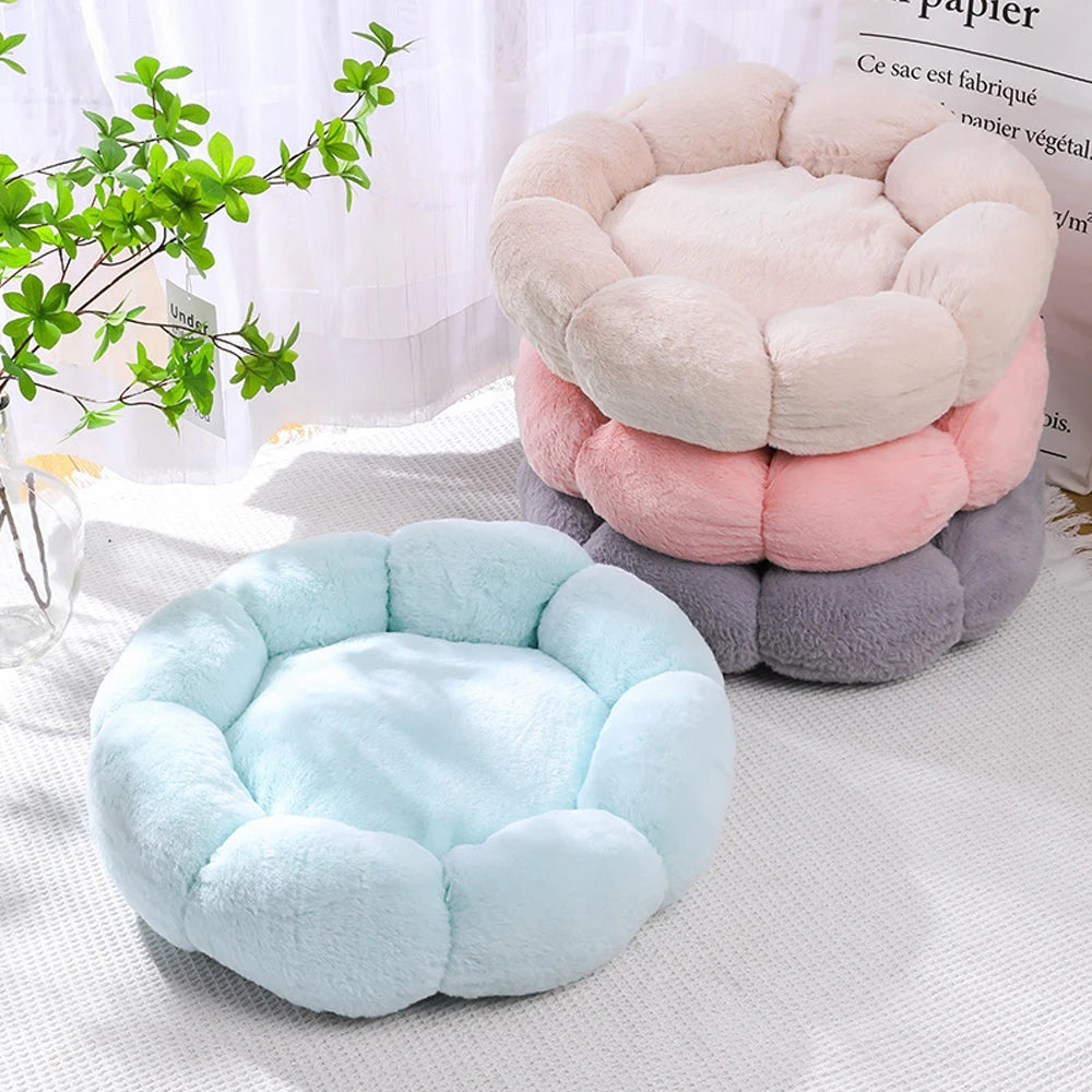Flower Soft Cat Bed Sleeping Warm Small Cat Bed for Dog Cushion Breathable Cat Sofa Thicken Dog House Bed Accessories