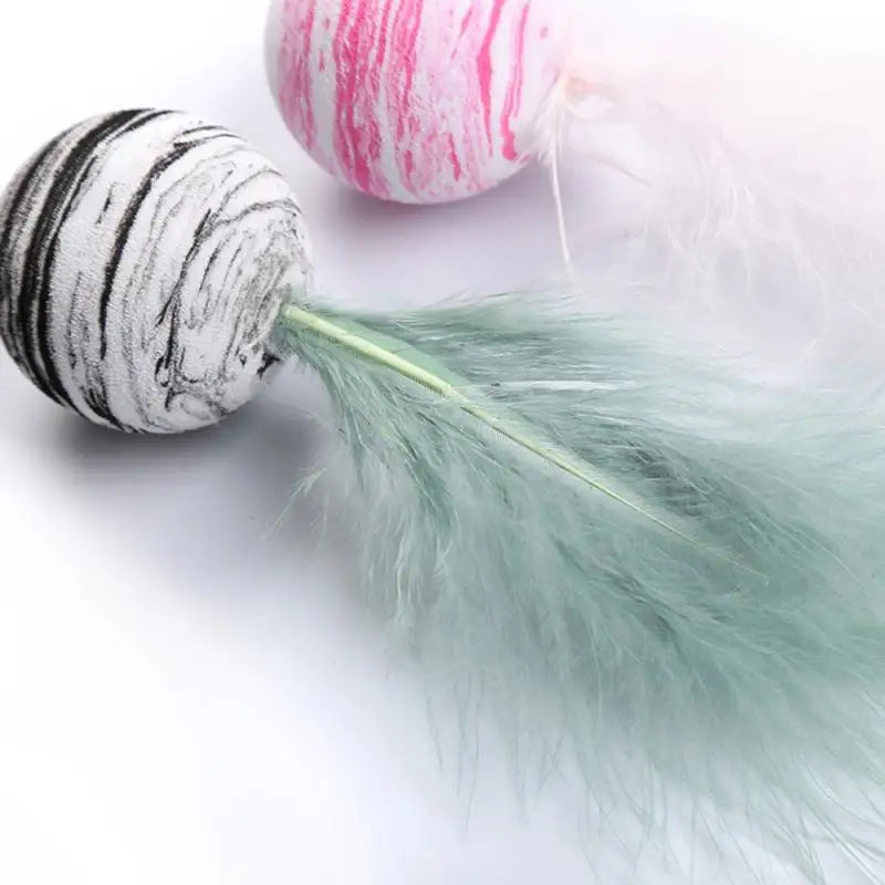 Cat Toy Ball Feather Funny Cat Toy Star Ball Plus Feather Foam Ball Throwing Toys Interactive Toys Pet Supplies Katten Toy