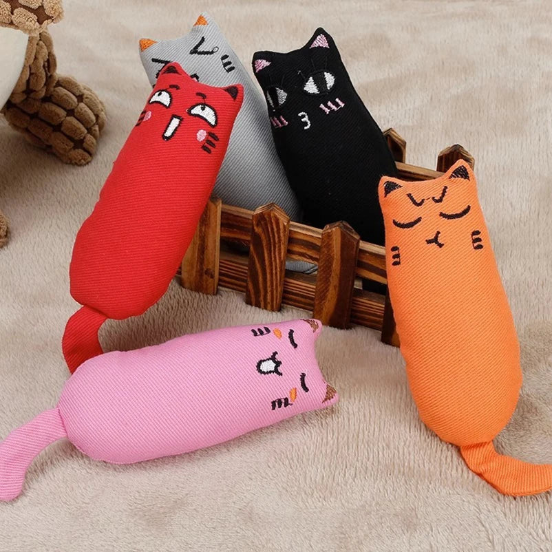 Pet Cat Interactive Plush Toy Catnip Thumb Pillow Rustling Sound Teeth Cleaning Boredom Relief Cat Supplies