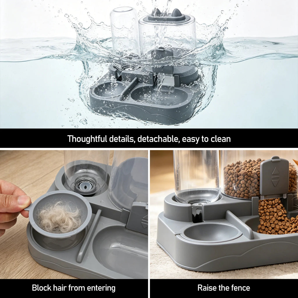 Automatic Pet Food and Water Feeder Large Capacity 2 in 1 Automatic Feeder Dog Cat Food Bowl with Water Fountain Pet Supplies