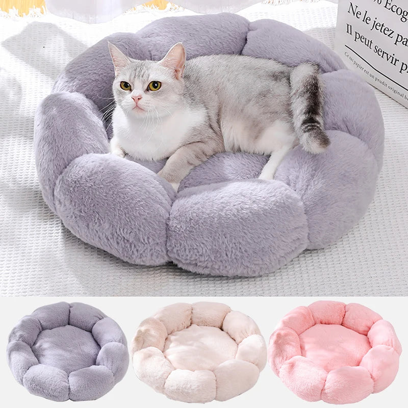 Flower Soft Cat Bed Sleeping Warm Small Cat Bed for Dog Cushion Breathable Cat Sofa Thicken Dog House Bed Accessories