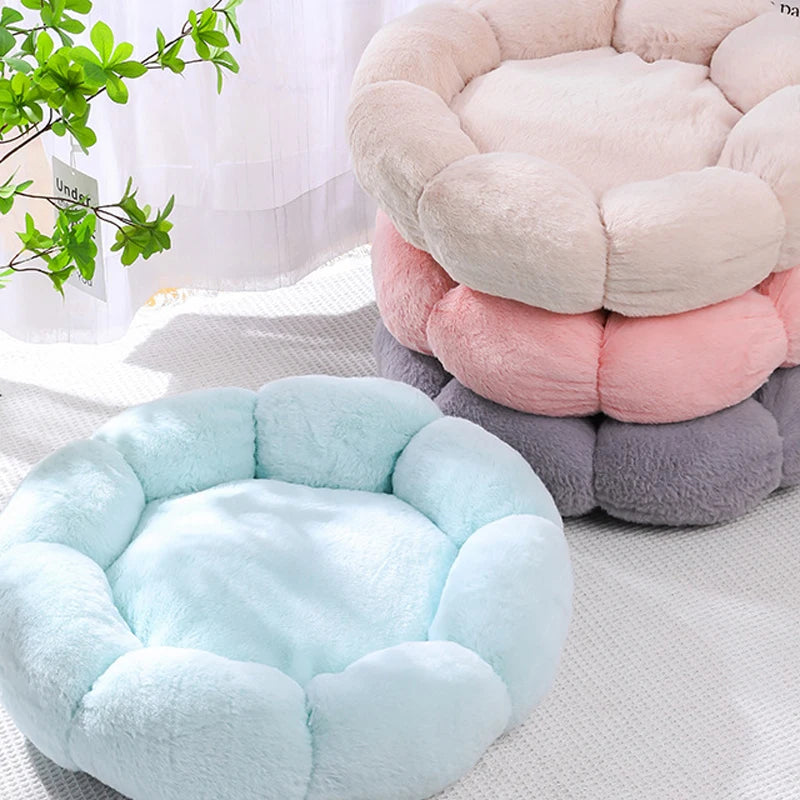Flower Soft Cat Bed Sleeping Warm Small Cat Bed for Dog Cushion Breathable Cat Sofa Thicken Dog House Bed Accessories