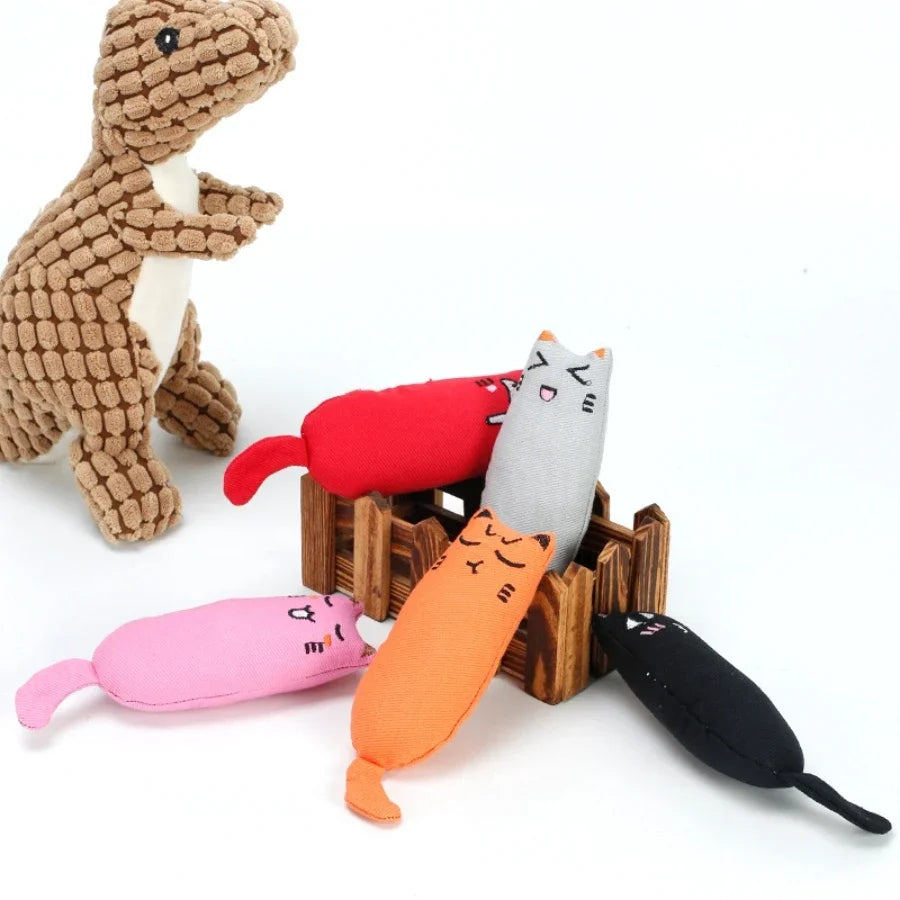 Pet Cat Interactive Plush Toy Catnip Thumb Pillow Rustling Sound Teeth Cleaning Boredom Relief Cat Supplies