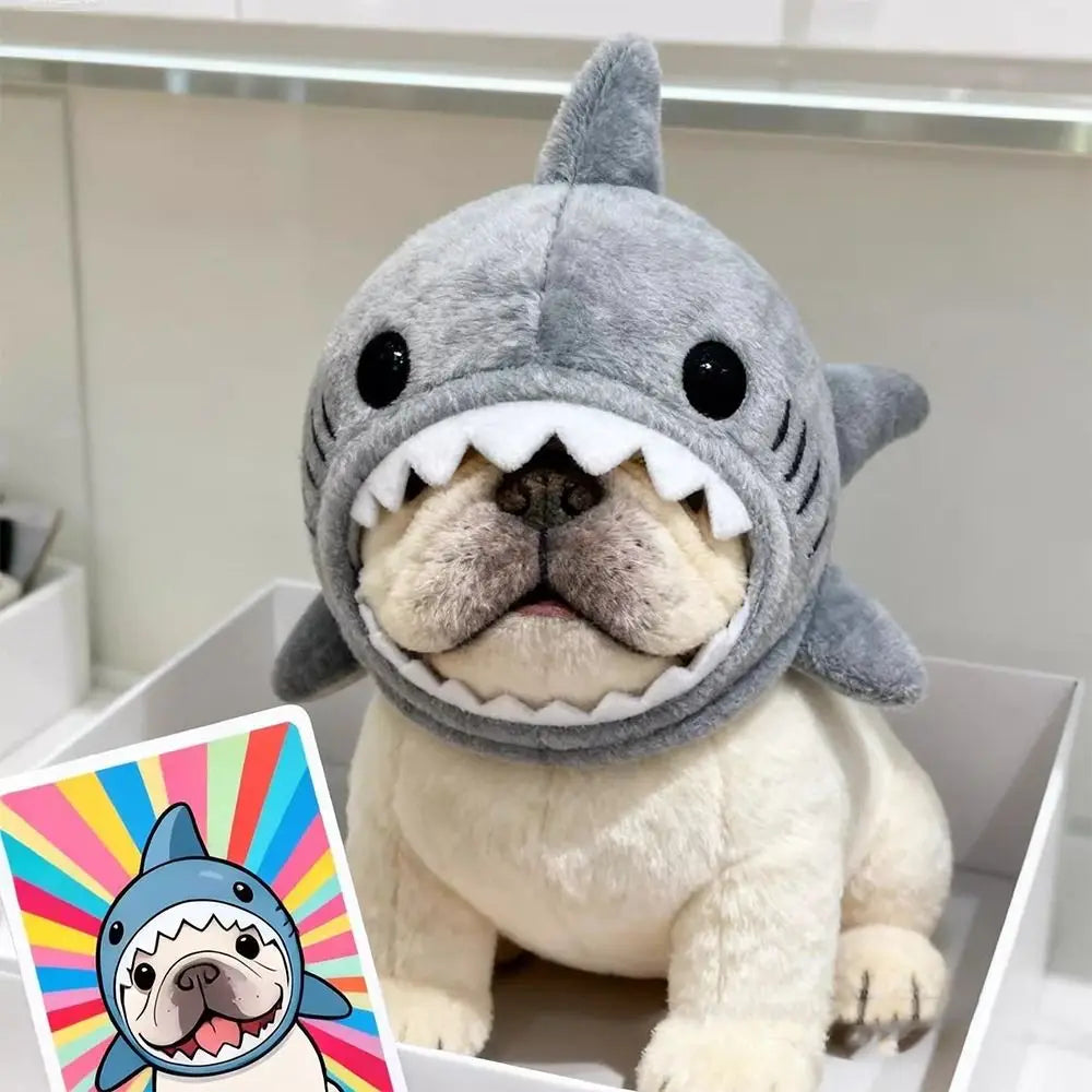 Kitten Outfits Adjustable Cat Shark Headdress Cartoon Warm Plush Cat Decorative Hat Cute Soft Pet Costume Halloween