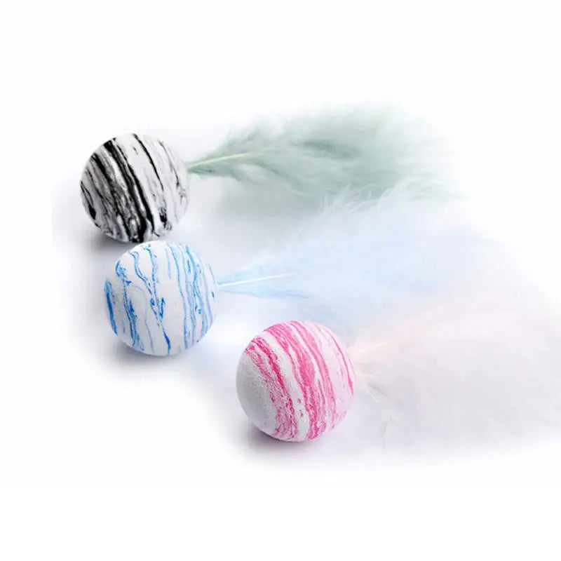 Cat Toy Ball Feather Funny Cat Toy Star Ball Plus Feather Foam Ball Throwing Toys Interactive Toys Pet Supplies Katten Toy