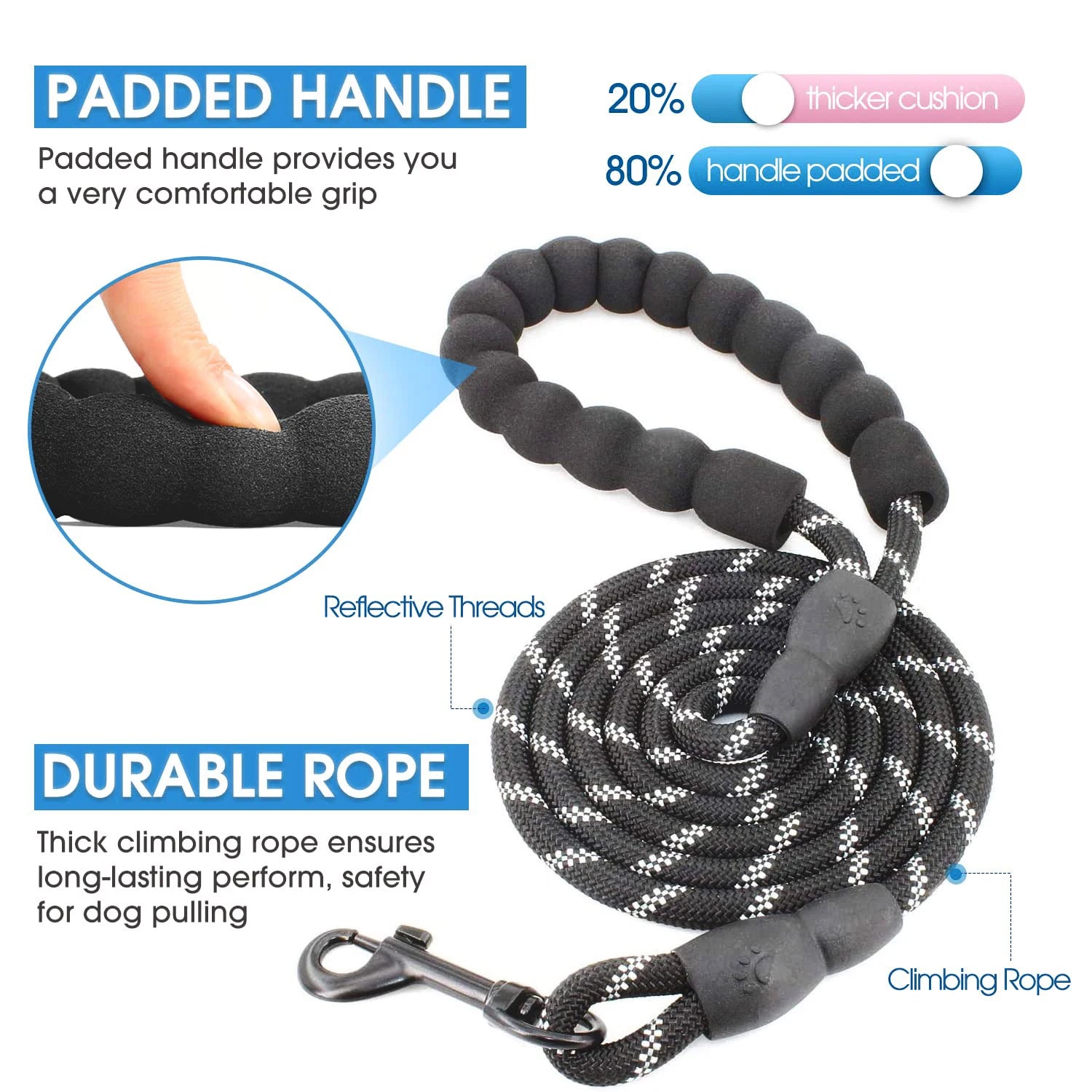 150/200/300CM Reflective Dog Leash Soft Handle Dog Leash Reinforced Leash for Small Medium Large Dogs Big Dog Supplies