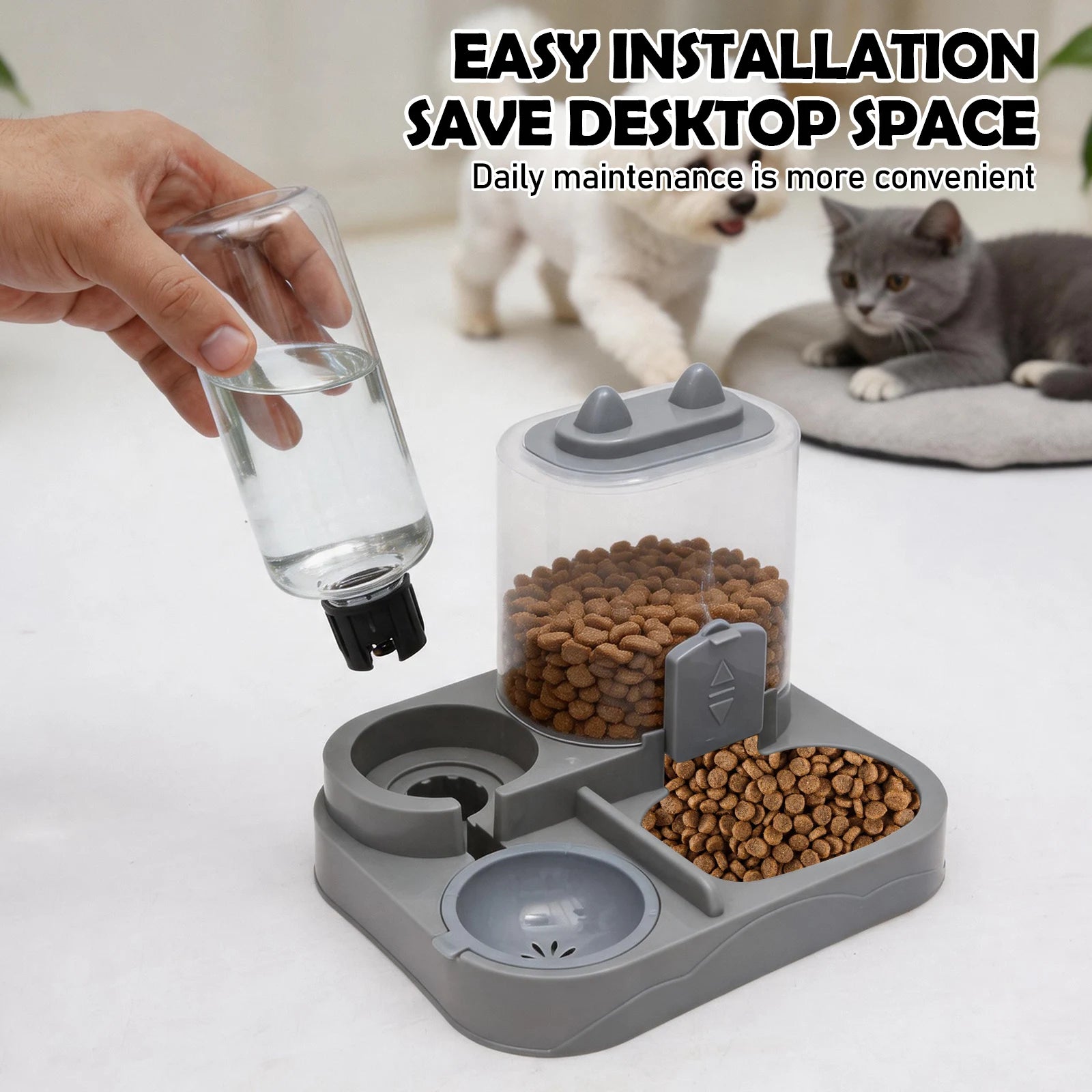 Automatic Pet Food and Water Feeder Large Capacity 2 in 1 Automatic Feeder Dog Cat Food Bowl with Water Fountain Pet Supplies