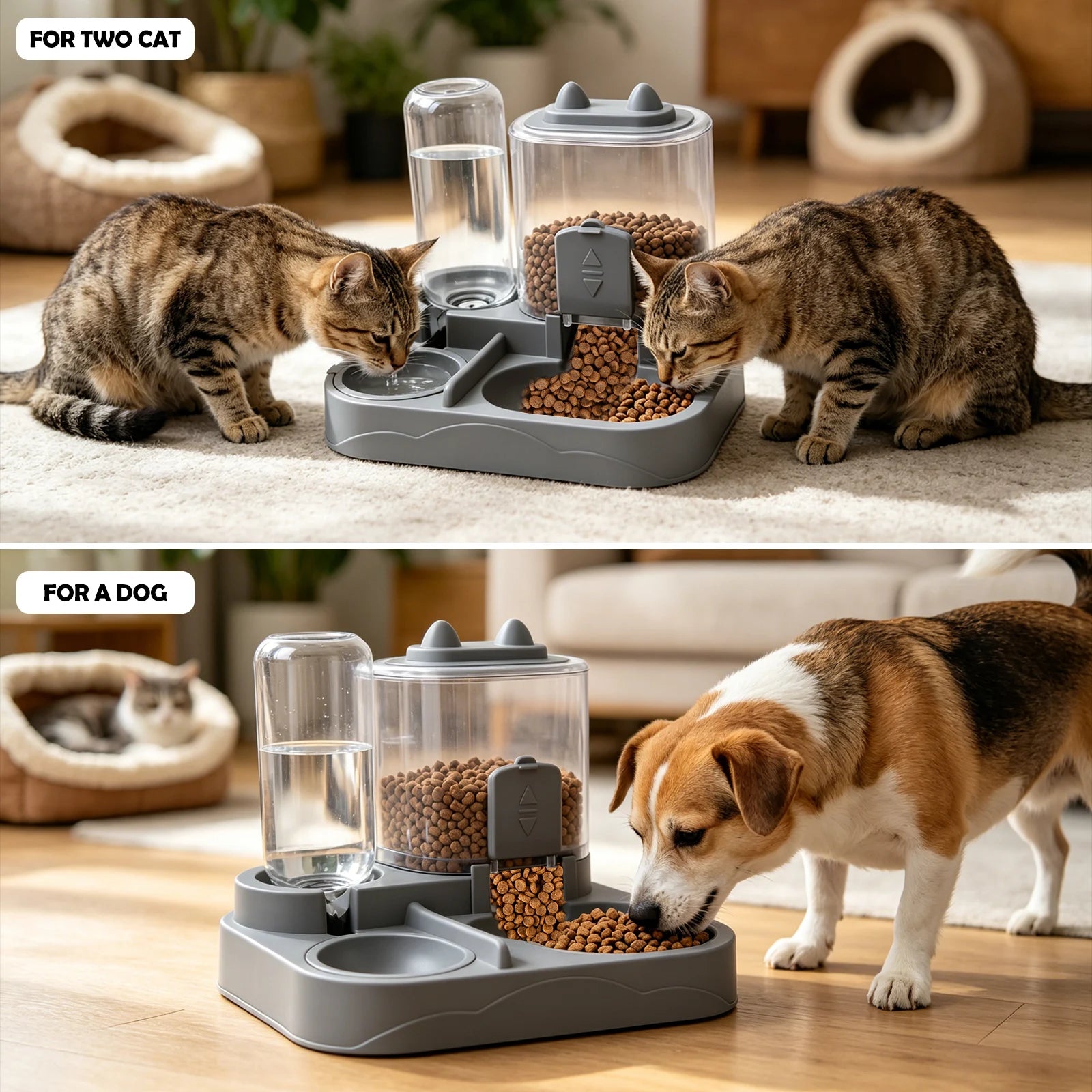 Automatic Pet Food and Water Feeder Large Capacity 2 in 1 Automatic Feeder Dog Cat Food Bowl with Water Fountain Pet Supplies