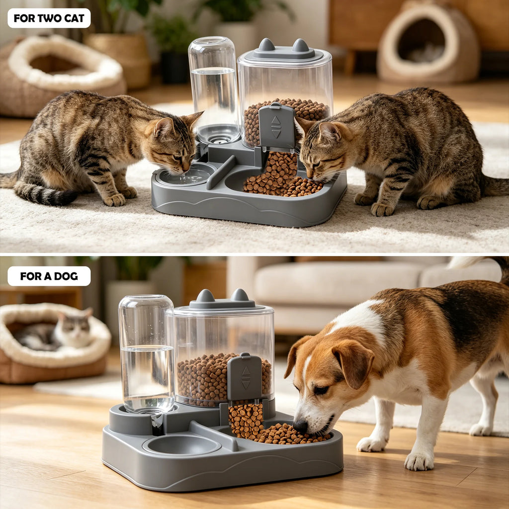Automatic Pet Food and Water Feeder Large Capacity 2 in 1 Automatic Feeder Dog Cat Food Bowl with Water Fountain Pet Supplies