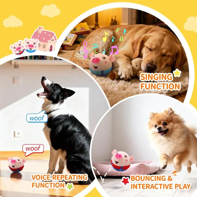 Interactive Dog Toys Pig, Jumping Squeaky Dog Toys with Recording and Music Modes, Rechargeable Moving Dog Chew Toys for Small/Medium Dogs to Keep Them Busy #Dealsforyoudays #Summerwins